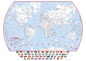 Doodle World Map With Crayons - French Language (Paper)