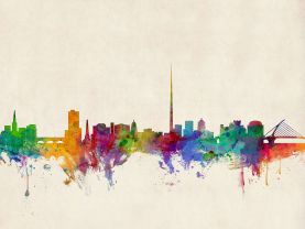 Dublin Ireland Watercolour Skyline