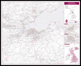 Edinburgh Postcode Sector Map (Pinboard & framed - Black)