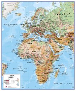Europe Middle East Africa (EMEA) Physical Map
