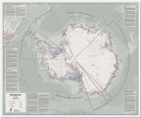 Large Executive Antarctica Wall Map Political (Pinboard)