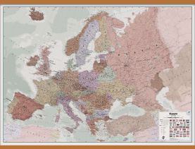 Large Executive Europe Wall Map Political (Rolled Canvas with Wooden Hanging Bars)