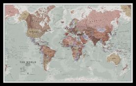 Medium Executive World Wall Map Political (Pinboard & framed - Black)