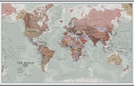 Large Executive World Wall Map Political (Hanging bars)