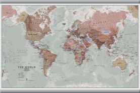 Medium Executive World Wall Map Political (Hanging bars)