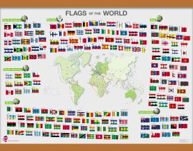 Flags of the World poster (Rolled Canvas with Wooden Hanging Bars)