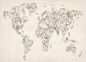 Floral Swirls Map of the World