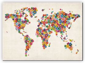 Extra Small Flower Map of the World (Canvas)