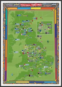 Large Football Fan's Stadium Map (Wood Frame - Black)