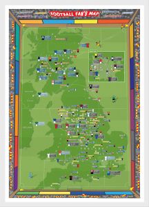 Medium Football Fan's Stadium Map (Wood Frame - White)