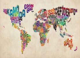 German Text Art Map of the World