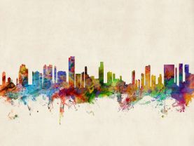 Honolulu Hawaii Watercolour Skyline