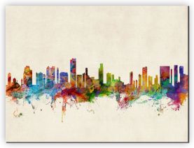 Extra Small Honolulu Hawaii Watercolour Skyline (Canvas)