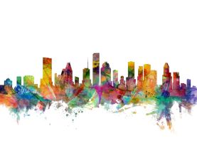 Houston Texas Watercolour Skyline
