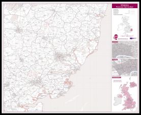 Ipswich Postcode Sector Map (Pinboard & framed - Black)