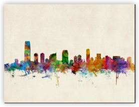 Extra Small Jersey City New Jersey Watercolour Skyline (Canvas)