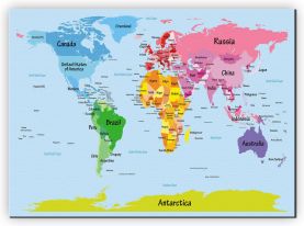 Extra Small Kids Big Text Map of the World (Canvas)
