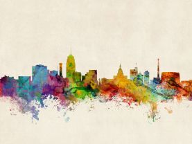 Lansing Michigan Watercolour Skyline