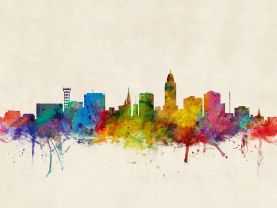 Lincoln Nebraska Watercolour Skyline