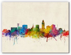 Extra Small Lincoln Nebraska Watercolour Skyline (Canvas)