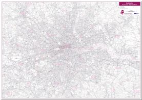 London Postcode District Wall Map (within M25) (Pinboard)