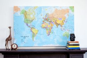 Large World Wall Map Political (Canvas)