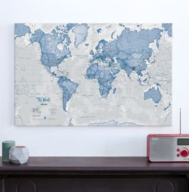 Medium The World Is Art - Wall Map Blue (Canvas)