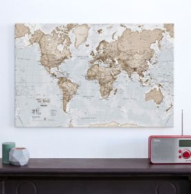 Medium The World Is Art - Wall Map Neutral (Canvas)