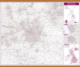 Manchester Postcode Sector Map (Wooden hanging bars)