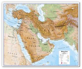 Medium Middle East Wall Map Physical (Canvas)