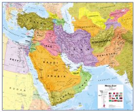 Middle East Wall Map Political