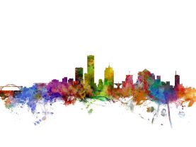 Milwaukee Wisconsin Watercolour Skyline