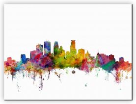 Extra Small Minneapolis Watercolour Skyline (Canvas)