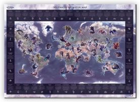 Medium Mythical Monster World Map (Canvas)