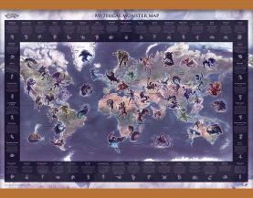 Medium Mythical Monster World Map (Wooden hanging bars)