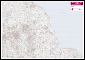 Northern England and the Midlands Postcode District Map (Pinboard & framed - Black)
