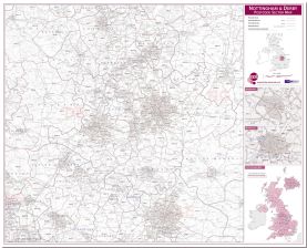 Nottingham and Derby Postcode Sector Map (Pinboard)
