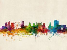 Nottingham England Watercolour Skyline
