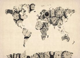Old Clocks Map of the World