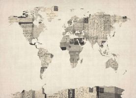 Old Postcards Art Map of the World