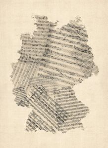 Old Sheet Music Art Map of Germany
