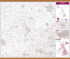 Oxford Postcode Sector Map (Wooden hanging bars)