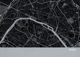 Small Paris City Street Map Print Charcoal (Matt Art Paper)