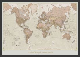 Small Personalised Antique World Map (Wood Frame - Black)