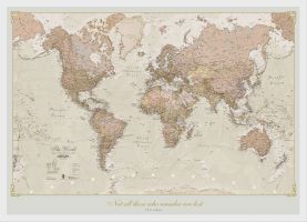 Small Personalised Antique World Map (Wood Frame - White)