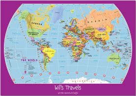 Large Personalised Child's World Map (Pinboard)