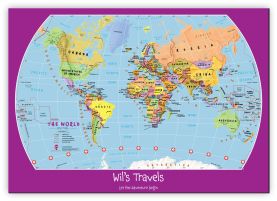 Small Personalised Child's World Map (Canvas)