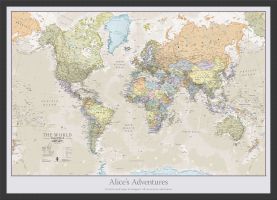 Small Personalised Classic World Map (Wood Frame - Black)