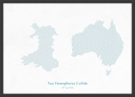 Small Personalised Country Name Text Map Print - Petrol Blue (Wood Frame - Black)