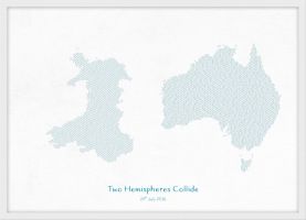 Small Personalised Country Name Text Map Print - Petrol Blue (Wood Frame - White)